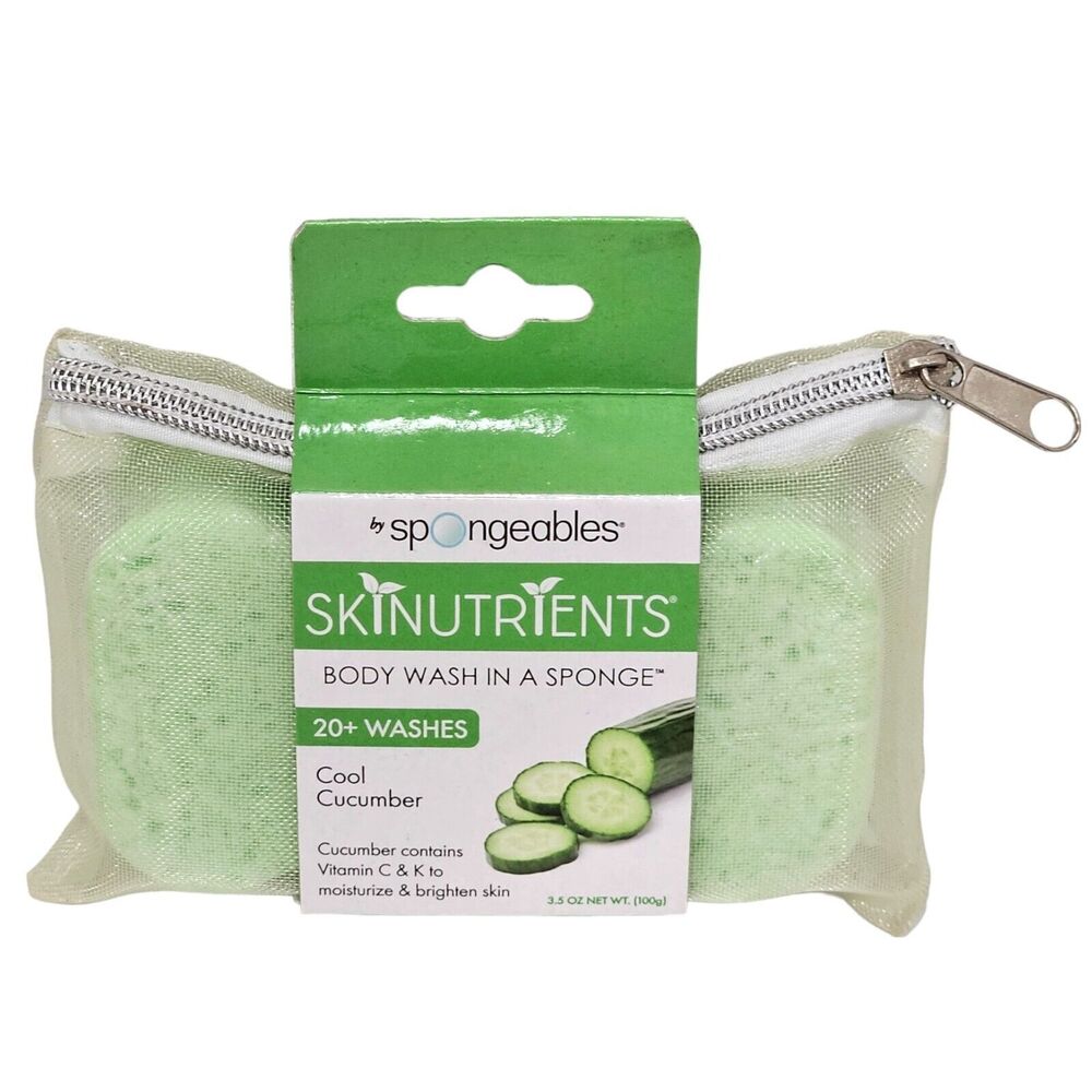 Spongeables Skinutrients Moisturizing Body Wash in a Sponge - Cool Cucumber